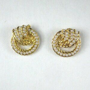 Vintage Bluette Shoe Clips Goldtone Faux Pearl Accents Made In France MISSING PE